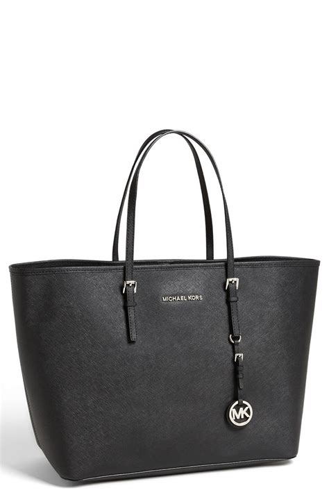 jet set travel tote black michael kors|michael kors jet set silver.